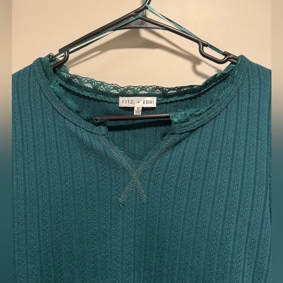 ⚡️SALE Teal Long Sleeve Ribbed Top - Picture 5 of 7